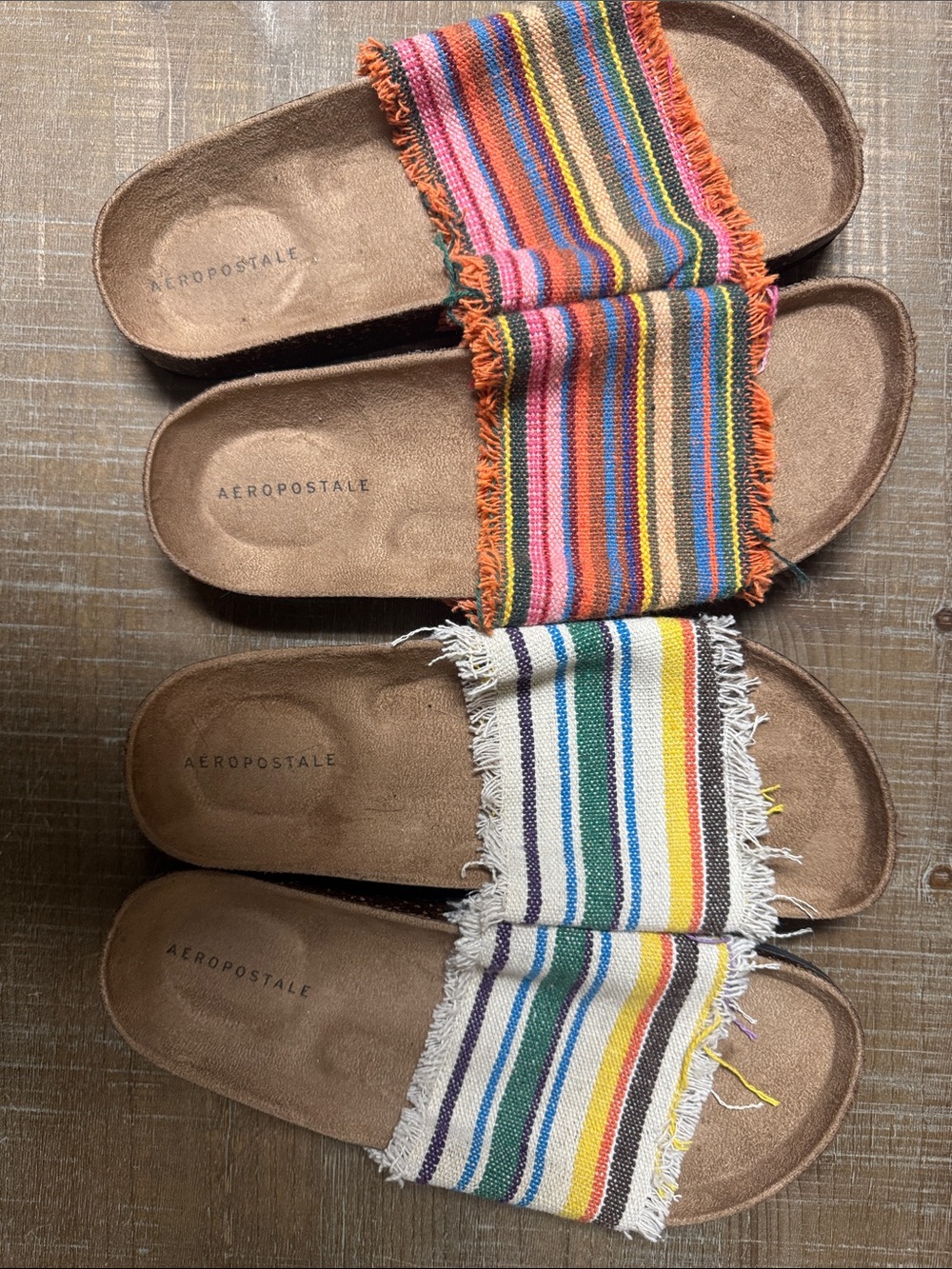 Aeropostale Multicolor Striped Slide Sandals for women
